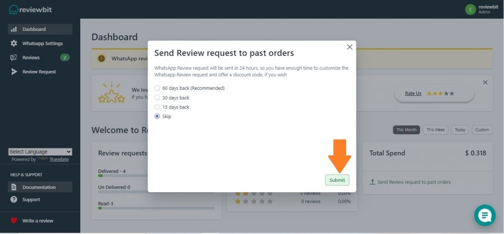 WhatsApp review requests on Shopify