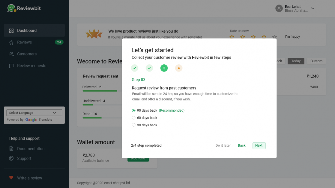 WhatsApp review requests on Shopify