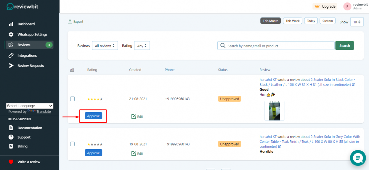 WhatsApp review requests on Shopify